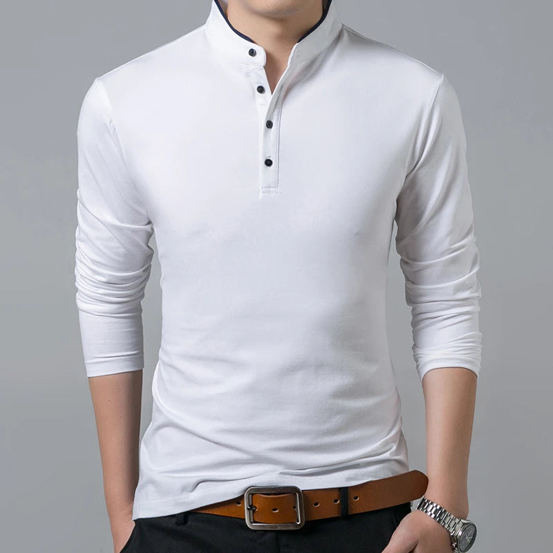 Men Long Sleeve Polo T-shirt Comfortable Top