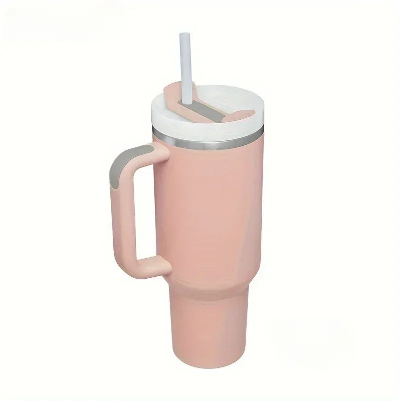 40oz 1200ML umbler with Handle Straw Double Wall Thermal Travel Cup