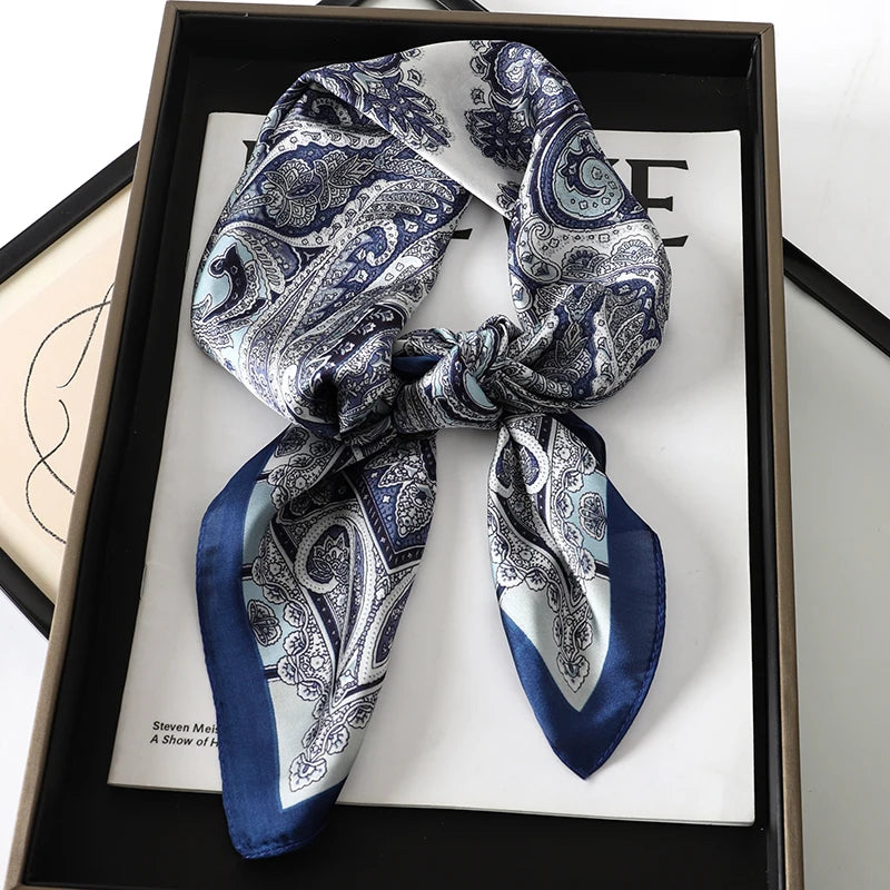 New Fashion 70X70cmPrinted Women's Scarf Pashmina Silk Scarf Square Shawl Decorative Headband Neck Luxury Design Bandana