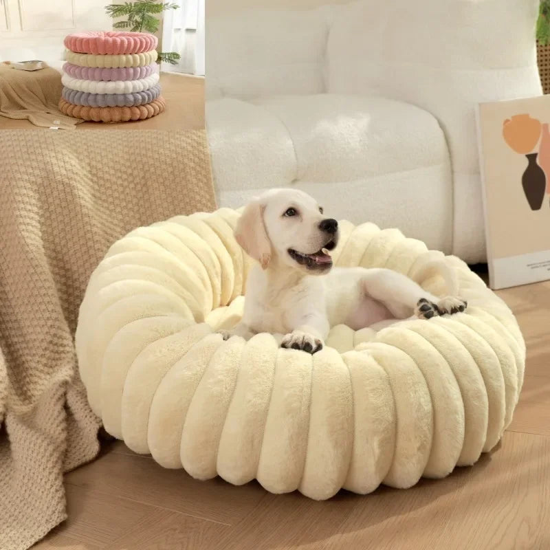 Long Plush Round Cat Nest Winter Warm Dog Beds Super Soft Dogs Mat Sofa Pet Sleeping Supplies