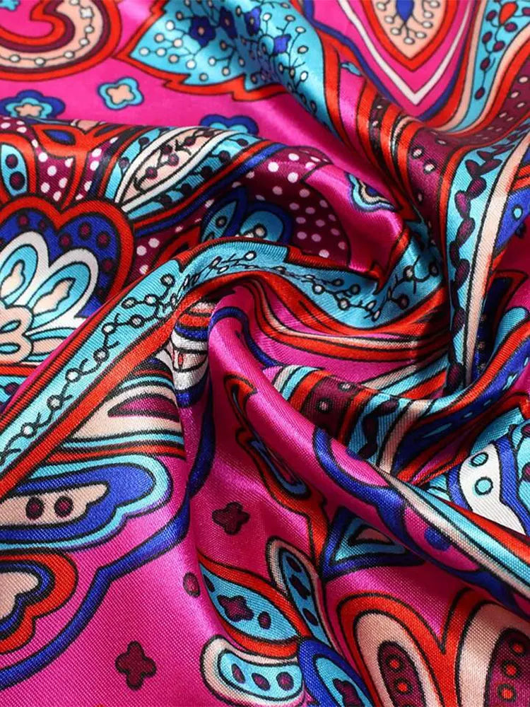 New Brand Print Headband Scarf Women Fashion 90*90cm Silk Satin Hijab Bandana Neckerhicef Sun Protection Shawl Wrap Headscarf