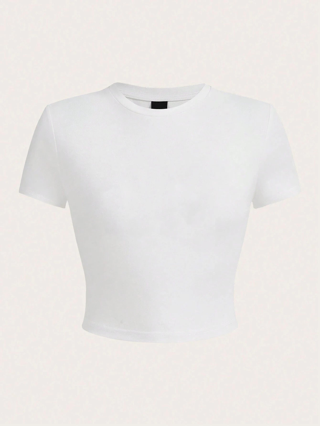 Woman Solid Crop Tops Short Sleeve High Elastic T-Shirt Soft O-Neck Sporty Tees