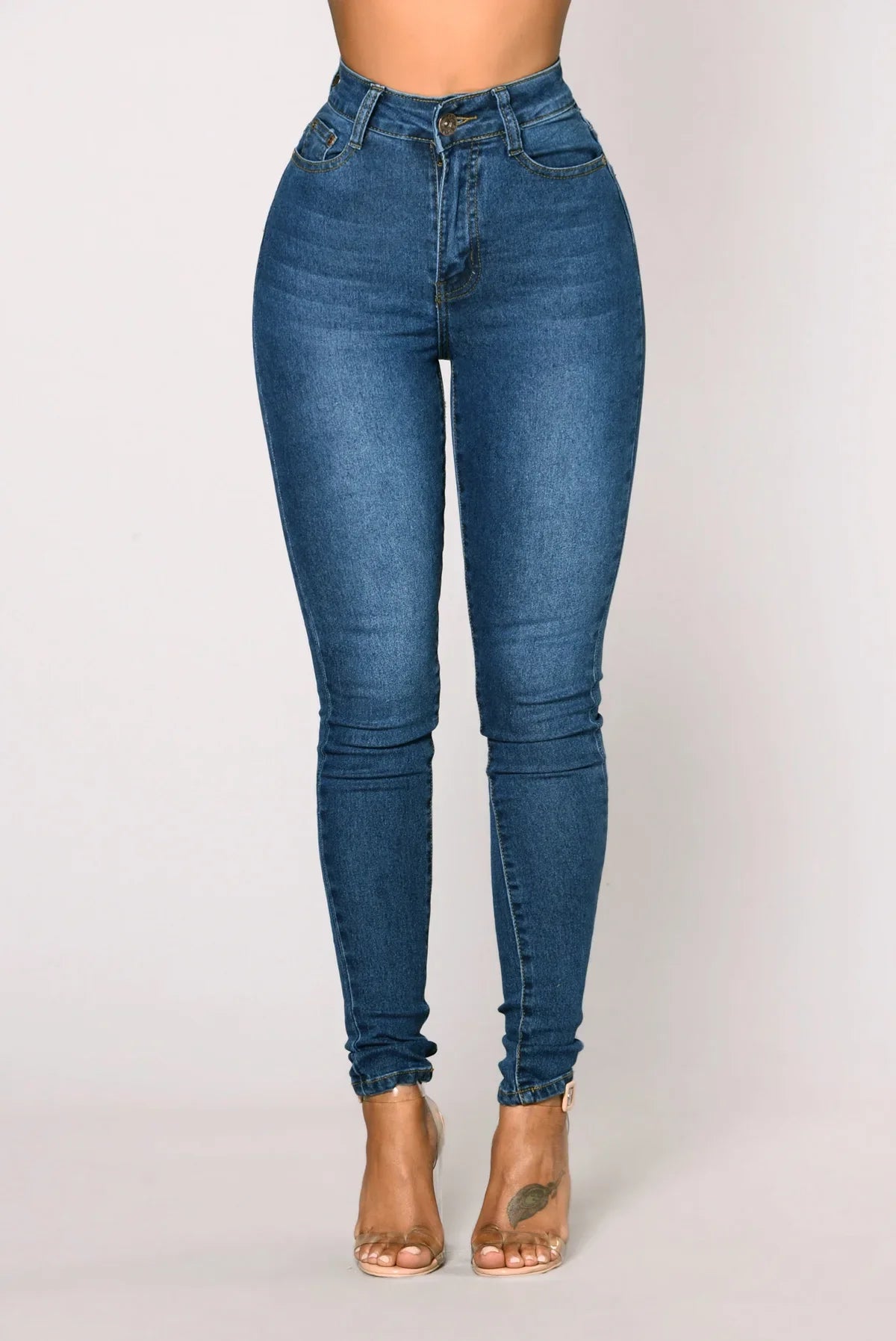 Women High Waist Stretch Hip Lift Denim Skinny Pants Jeans