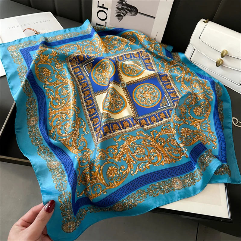 New Fashion 70X70cmPrinted Women's Scarf Pashmina Silk Scarf Square Shawl Decorative Headband Neck Luxury Design Bandana