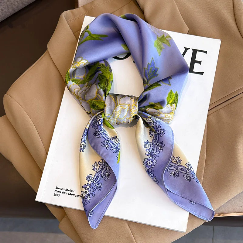New Fashion 70X70cmPrinted Women's Scarf Pashmina Silk Scarf Square Shawl Decorative Headband Neck Luxury Design Bandana