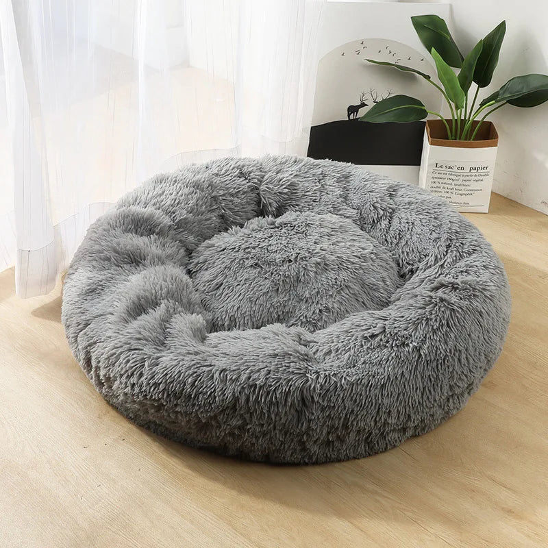 40-90cm Round Pet Bed for Large Dog Bed Super Soft Cat Bed Long Plush Dog House for Medium Dog House Winter Warm Sleeping