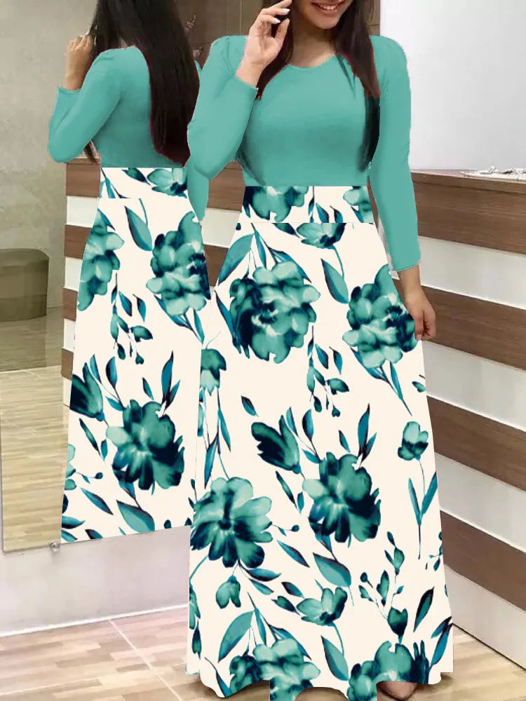 flower color matching dresses, long dresses, for women's