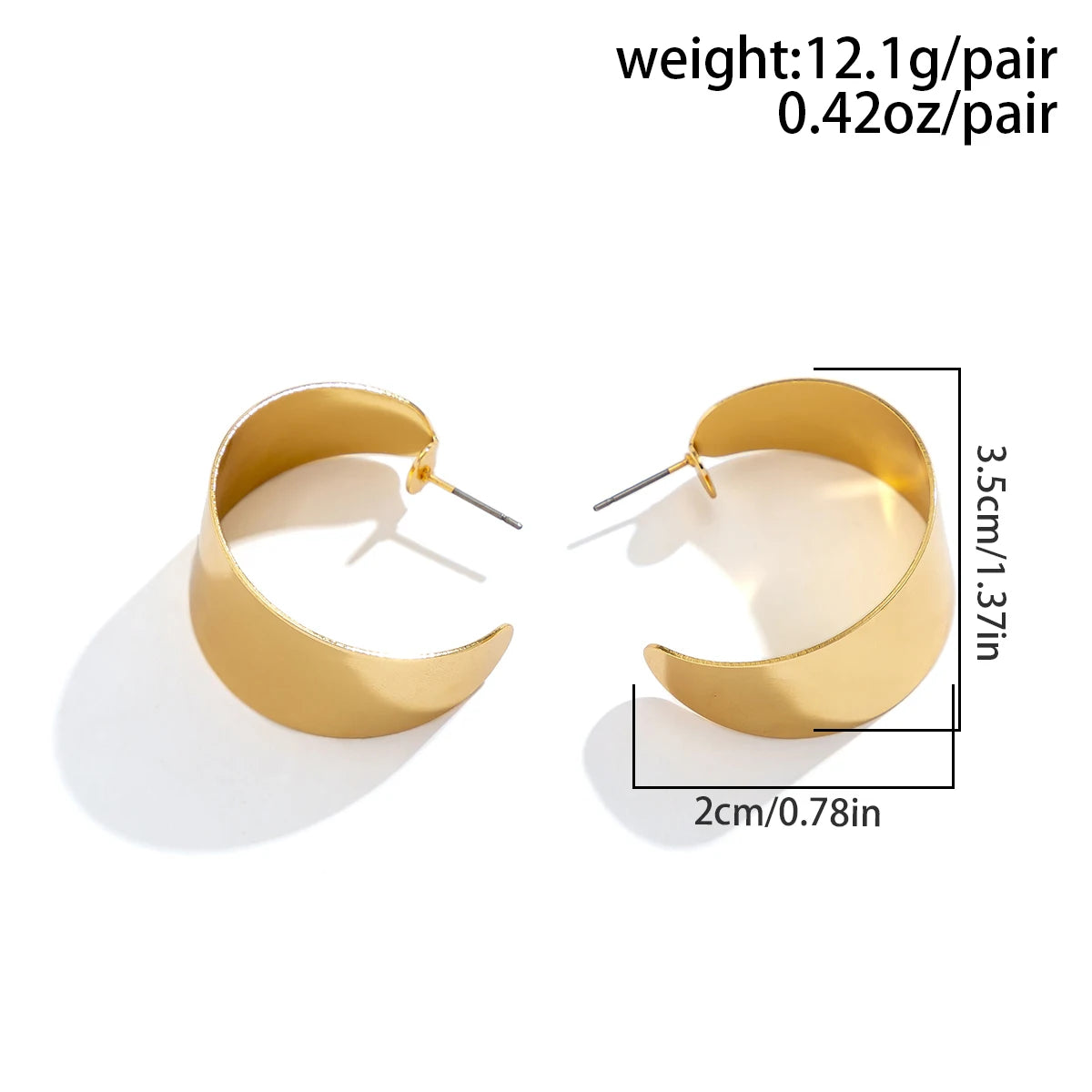 Simple Round Circle Geometric C Shapled Hoop Earrings Women Goth Gold Color Thick Metal Piercing Hoops Earrings Y2K Accessories