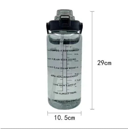 64oz Large Motivational Water Bottle With Time Marker ,plastic cup portable Bottle With Straw Handle Tritan Frosted Water Jug for Gym, Bottle Sports Fitness