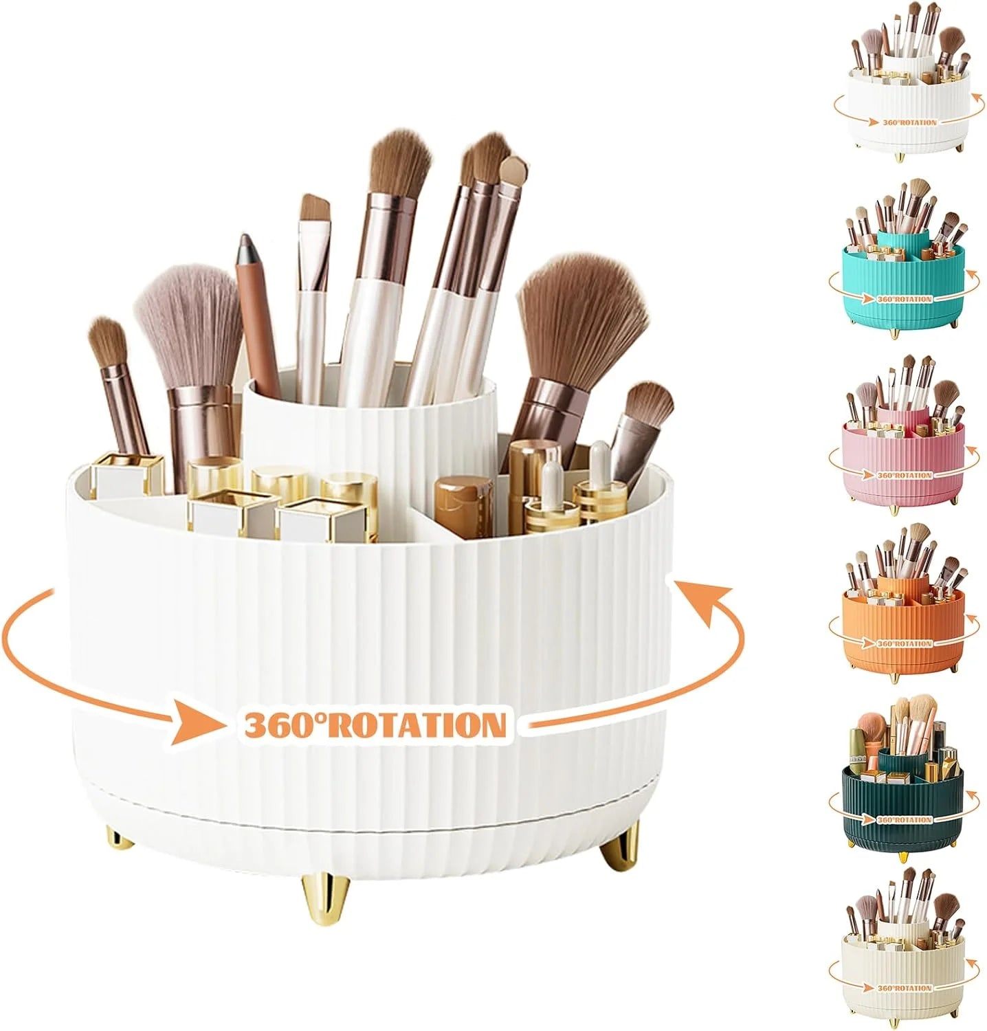 Makeup Desktop Cosmetic Storage Box Organizer 5 Slot Large Capacity for Bathroom Portable Makeup Brushes Pen Holder