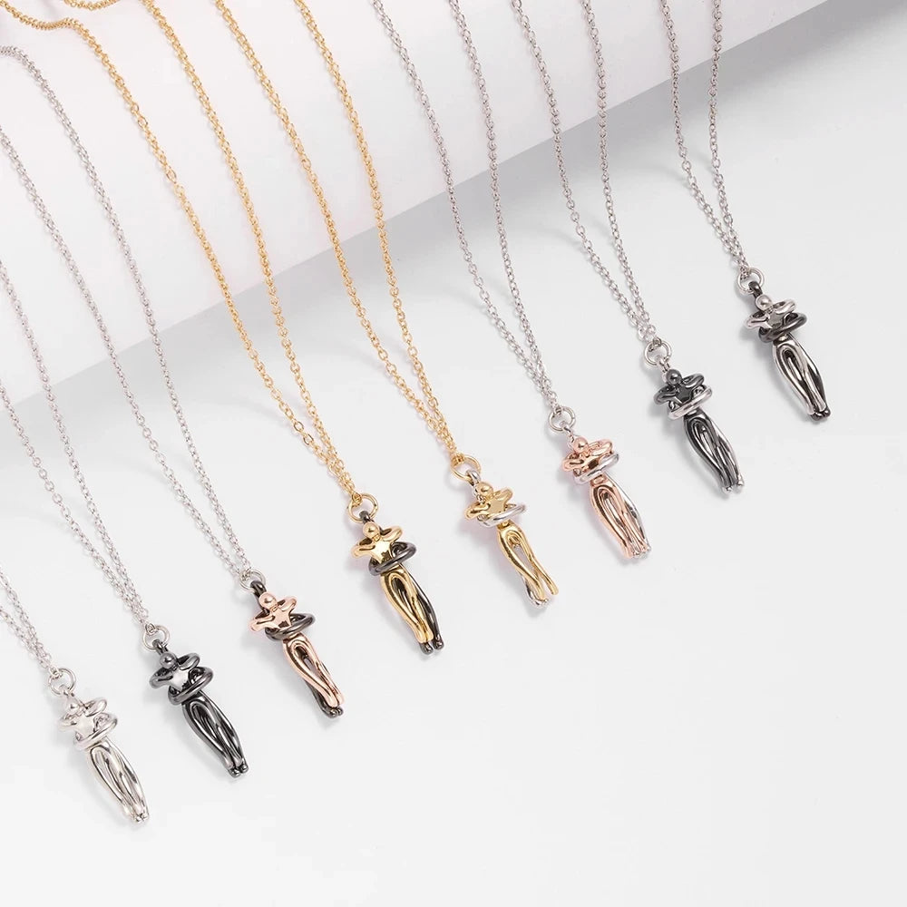 Fashion Hugging Necklace Jewelry Choker Hug Pendant Chain Men Necklaces For Lover Couple women Gift
