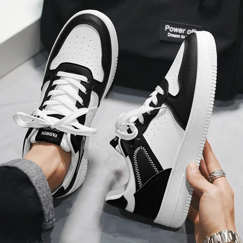 Men's Sneakers Casual Sports Shoes for Men Lightweight PU Leather Breathable Shoe Mens Flat White Tenis Shoes Zapatillas Hombre
