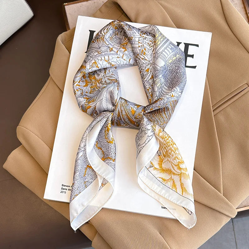 New Fashion 70X70cmPrinted Women's Scarf Pashmina Silk Scarf Square Shawl Decorative Headband Neck Luxury Design Bandana