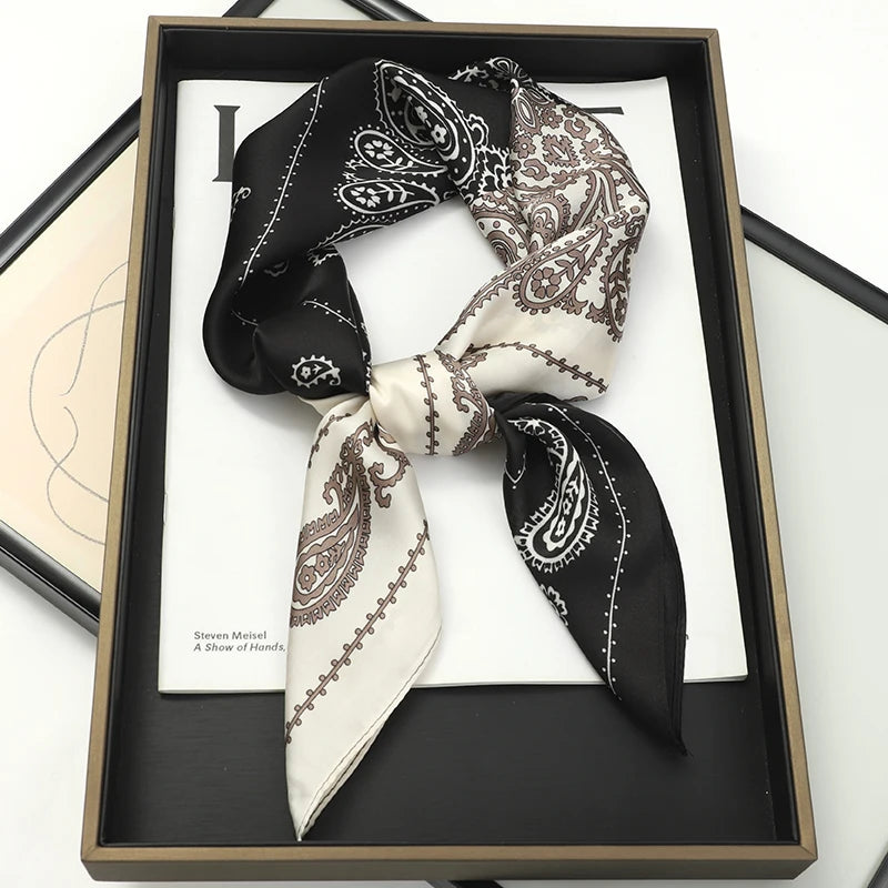 New Fashion 70X70cmPrinted Women's Scarf Pashmina Silk Scarf Square Shawl Decorative Headband Neck Luxury Design Bandana
