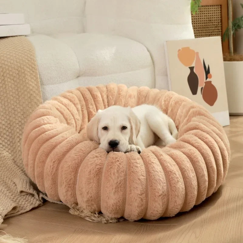 Long Plush Round Cat Nest Winter Warm Dog Beds Super Soft Dogs Mat Sofa Pet Sleeping Supplies
