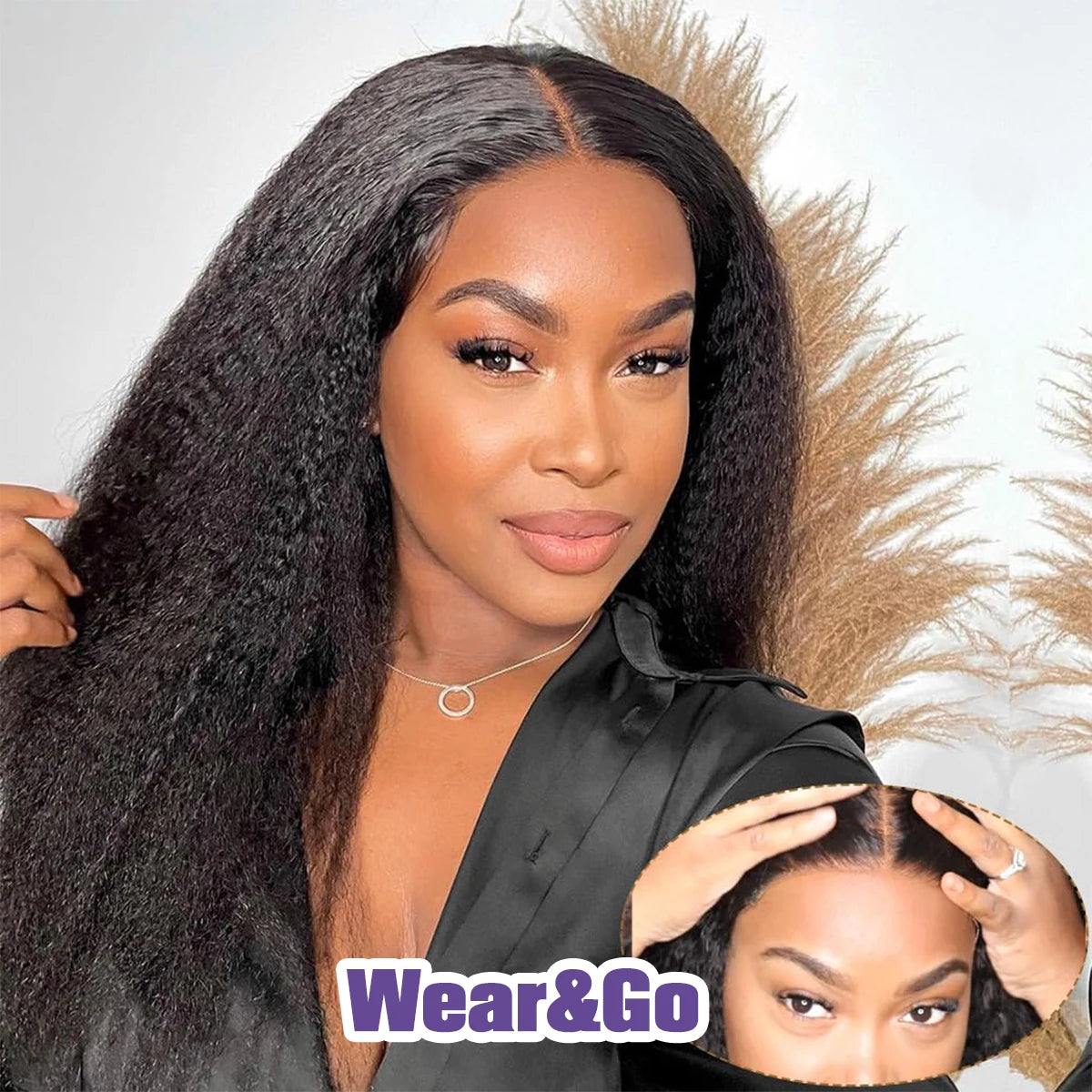 Kinky Straight Human Hair 13x4 Lace Front Hair Pre Plucked Yaki Brazilian Human Hair Wigs For Women