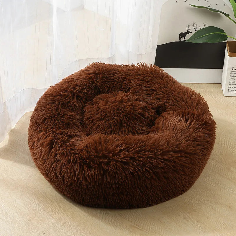 40-90cm Round Pet Bed for Large Dog Bed Super Soft Cat Bed Long Plush Dog House for Medium Dog House Winter Warm Sleeping