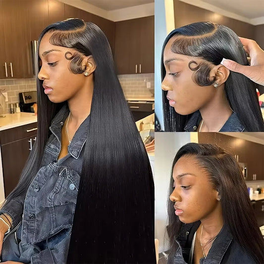 Straight 13x4 HD Lace Frontal Human Hair Wig Brazilian Glueless Human Hair Wig For Women 5x5 Lace Front Wig Pre Plucked 200% Density