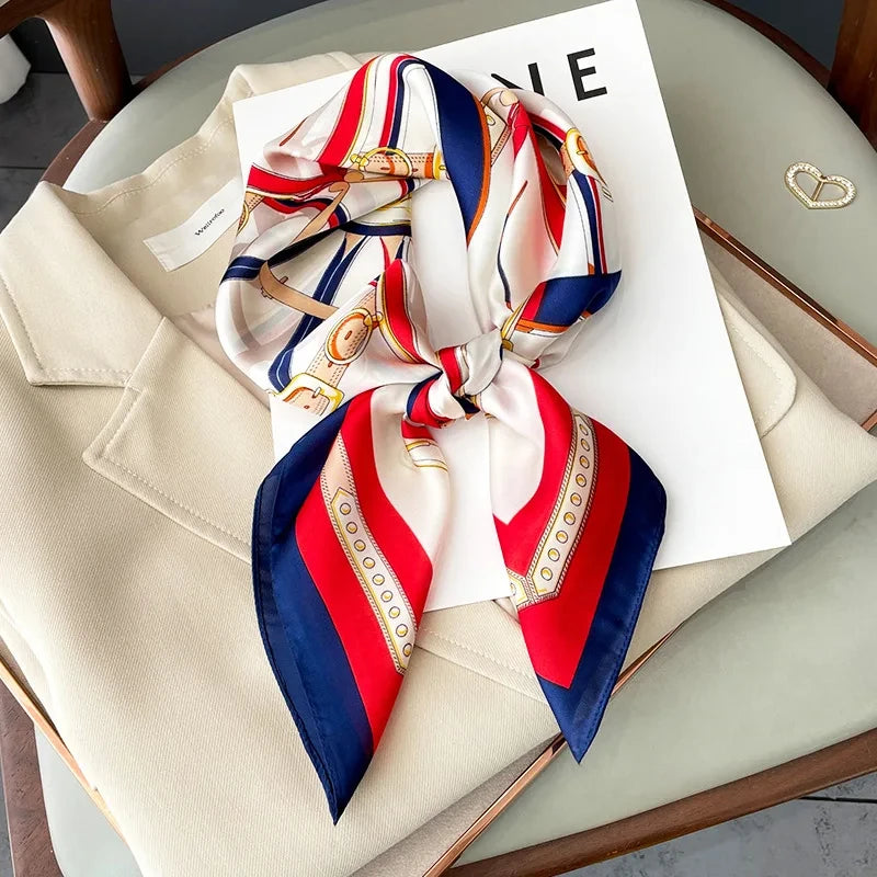 New Fashion 70X70cmPrinted Women's Scarf Pashmina Silk Scarf Square Shawl Decorative Headband Neck Luxury Design Bandana