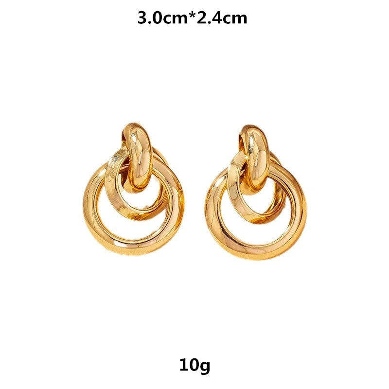 Earrings circle geometric twisted multi-layer twisted metal fashionable all-match ladies simple earrings banquet gift