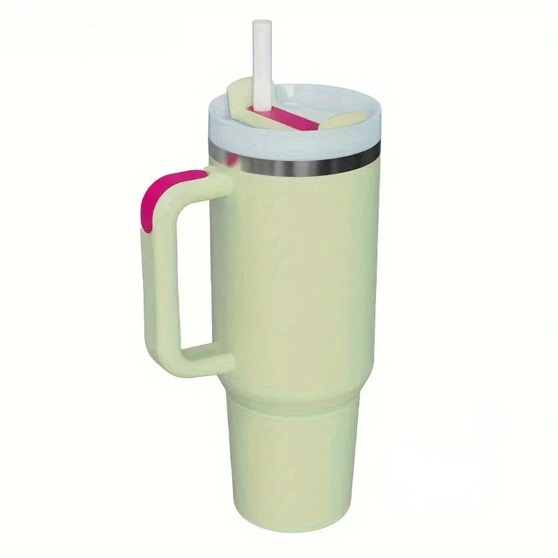 40oz 1200ML umbler with Handle Straw Double Wall Thermal Travel Cup