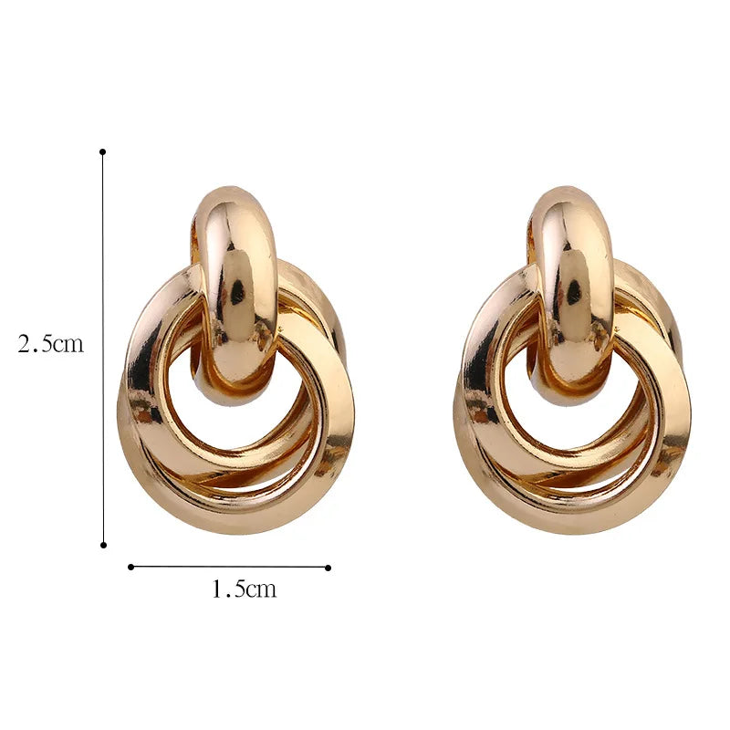 Earrings circle geometric twisted multi-layer twisted metal fashionable all-match ladies simple earrings banquet gift