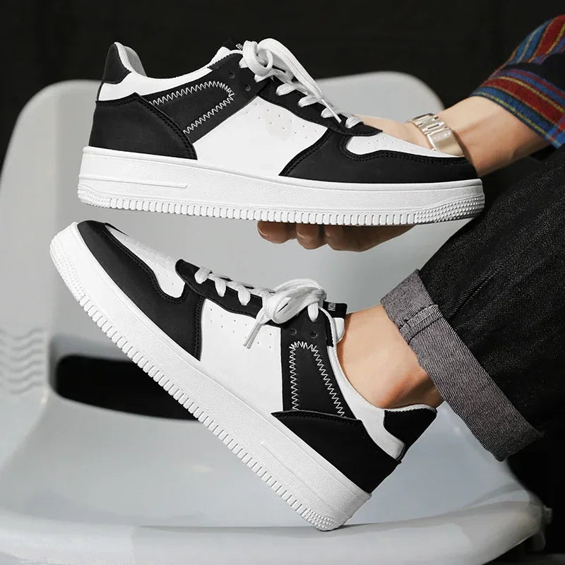 Men's Sneakers Casual Sports Shoes for Men Lightweight PU Leather Breathable Shoe Mens Flat White Tenis Shoes Zapatillas Hombre