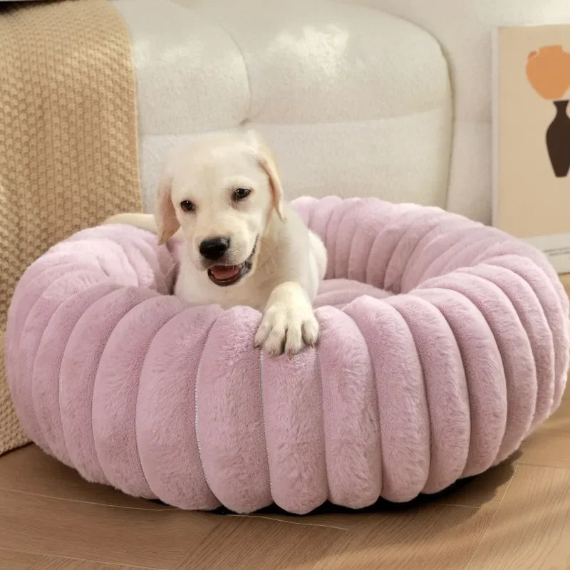Long Plush Round Cat Nest Winter Warm Dog Beds Super Soft Dogs Mat Sofa Pet Sleeping Supplies