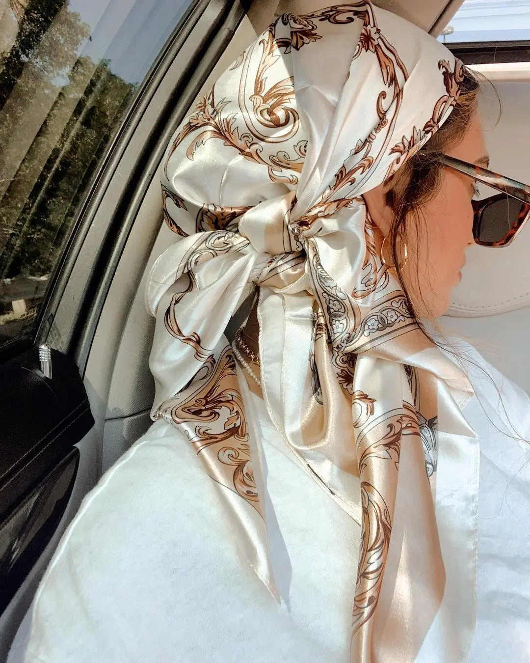 Large Hijab Scarves For Women Fashion Print Silk Satin Scarf 90cmx90cm Luxury Brand Square Shawls Head Scarfs For Ladies