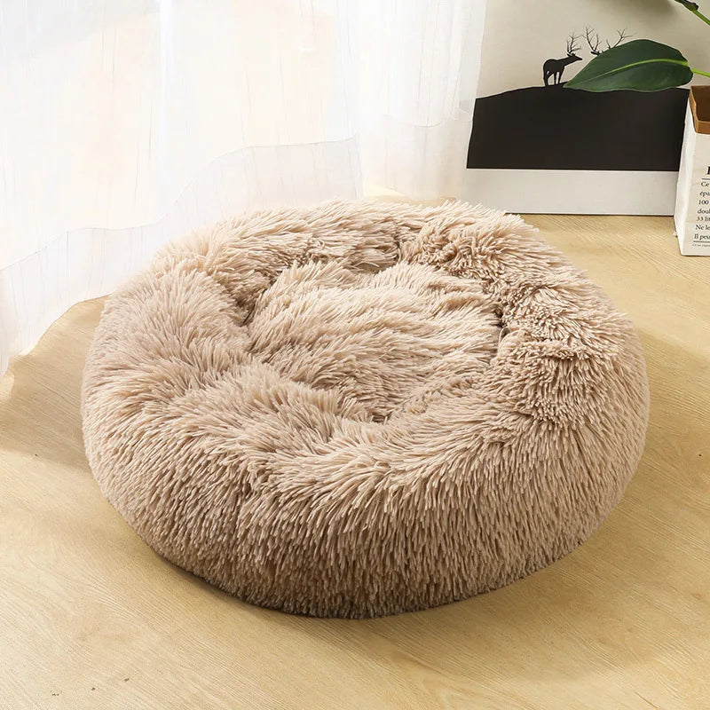 40-90cm Round Pet Bed for Large Dog Bed Super Soft Cat Bed Long Plush Dog House for Medium Dog House Winter Warm Sleeping