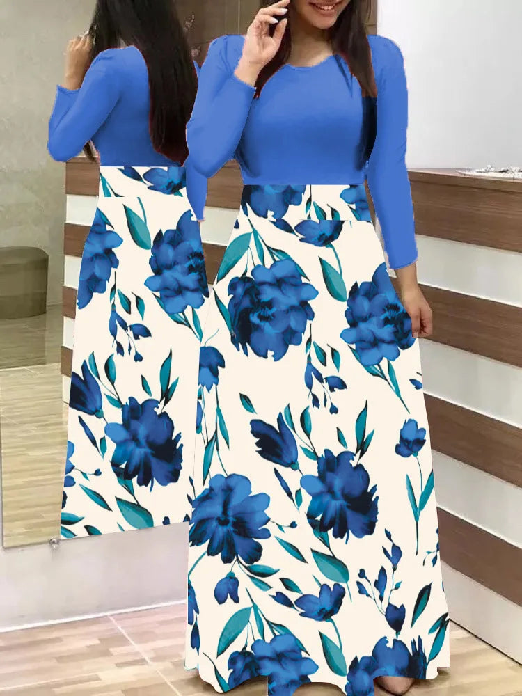 flower color matching dresses, long dresses, for women's