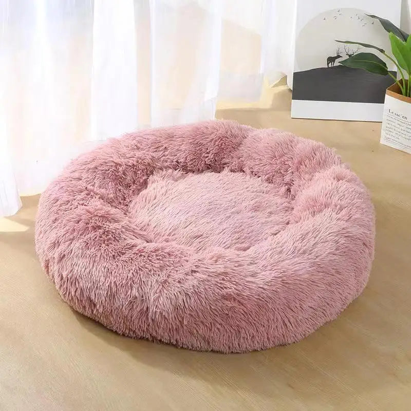 40-90cm Round Pet Bed for Large Dog Bed Super Soft Cat Bed Long Plush Dog House for Medium Dog House Winter Warm Sleeping