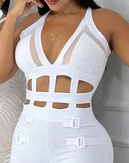 Women's Casual One Piece jumpsuit V-Neck Sleeveless Elegant Rompers
