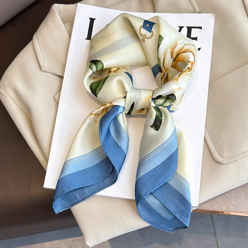New Fashion 70X70cmPrinted Women's Scarf Pashmina Silk Scarf Square Shawl Decorative Headband Neck Luxury Design Bandana