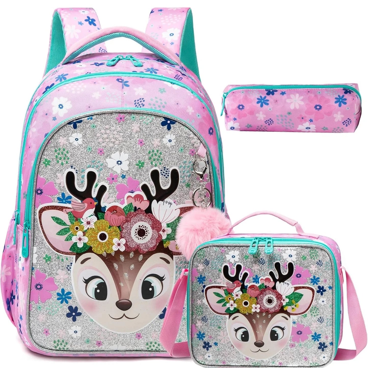 Children School Bags Kids Backpack Set in Primary Schoolbag for Teenager Girls Sequin Tower School Bags Waterproof Book Bags