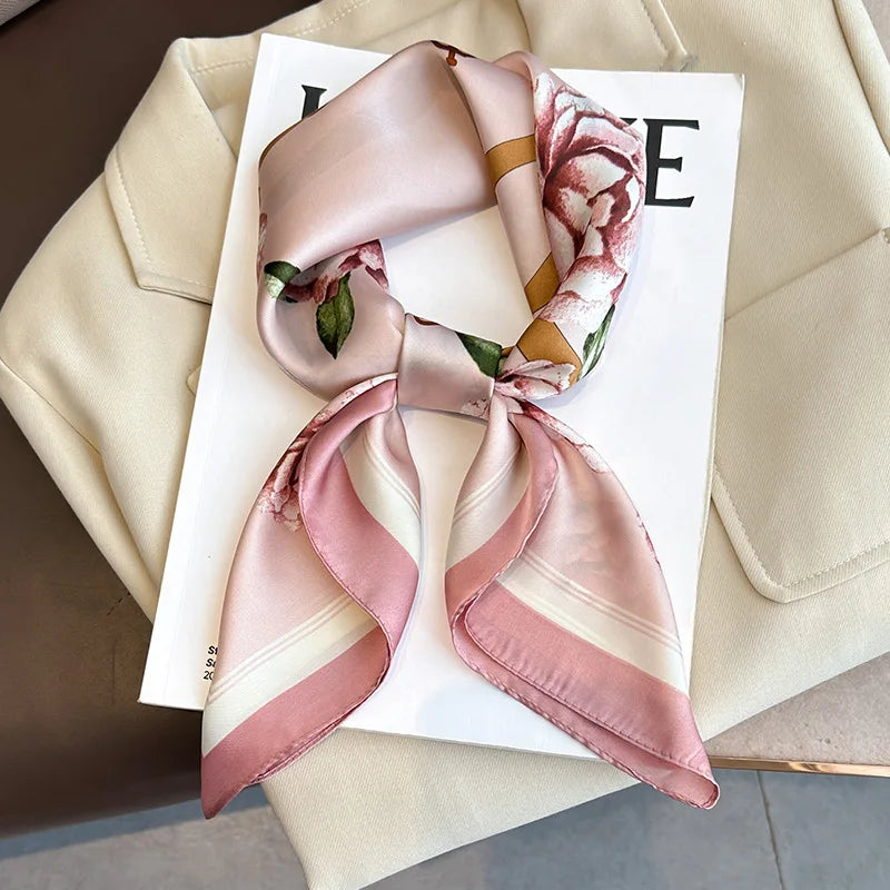 New Fashion 70X70cmPrinted Women's Scarf Pashmina Silk Scarf Square Shawl Decorative Headband Neck Luxury Design Bandana