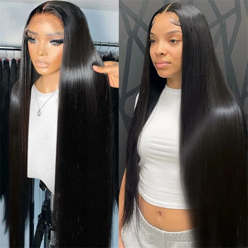 Hair Straight 13X5 Lace Frontal Wigs For Women Brazilian 100% Human Hair Wig Tranparent Lace Pre plucked Natural Black