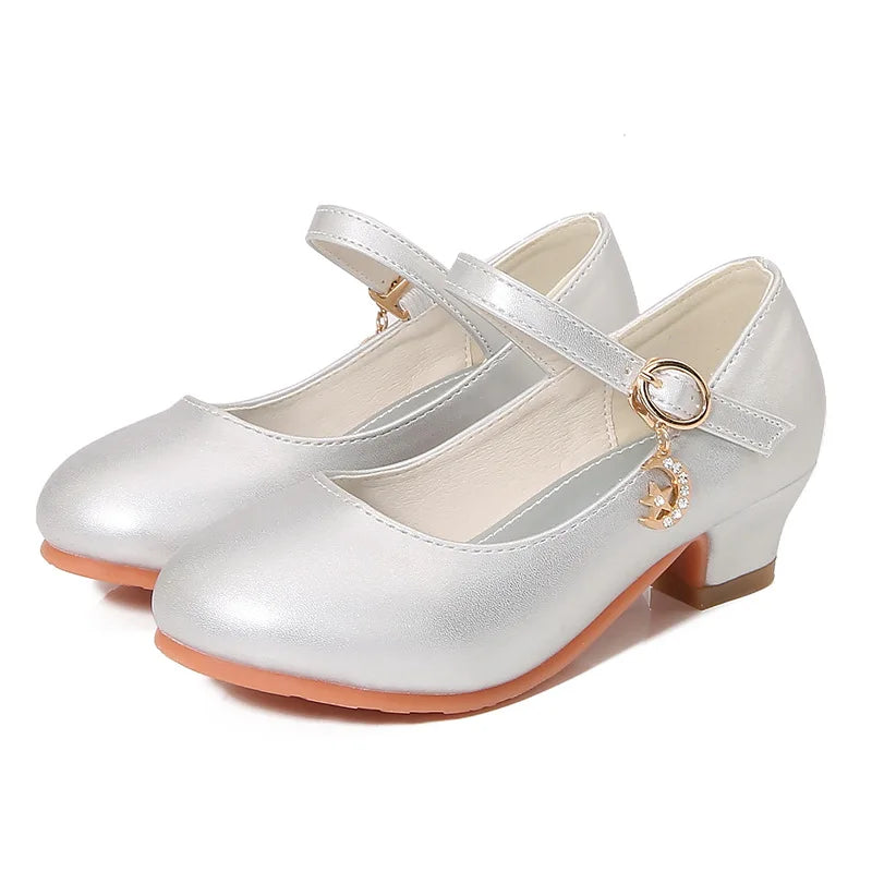 High Heels Girls' Shoes Formal Occasion Children Bridesmaid Ceremony Princess Party Sandals for Girls White Black School Sandal