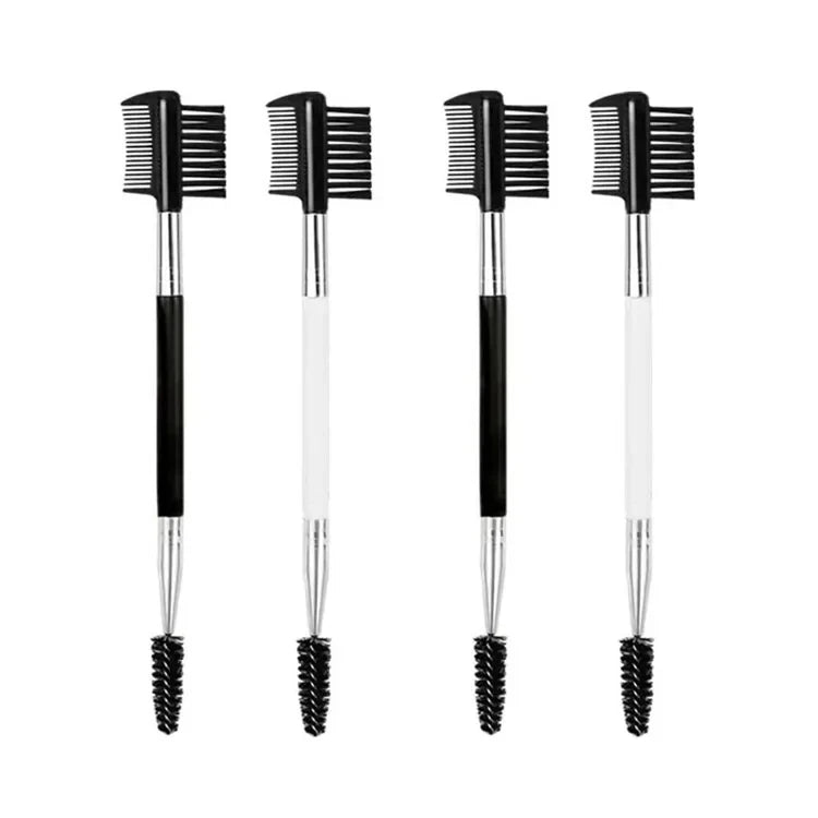 Double Ended Wood Handle Eyebrow Brush Eyelash Brush 2 In 1 Professional Makeup Brush Eyelash Spiral Diagonal Corner Brush