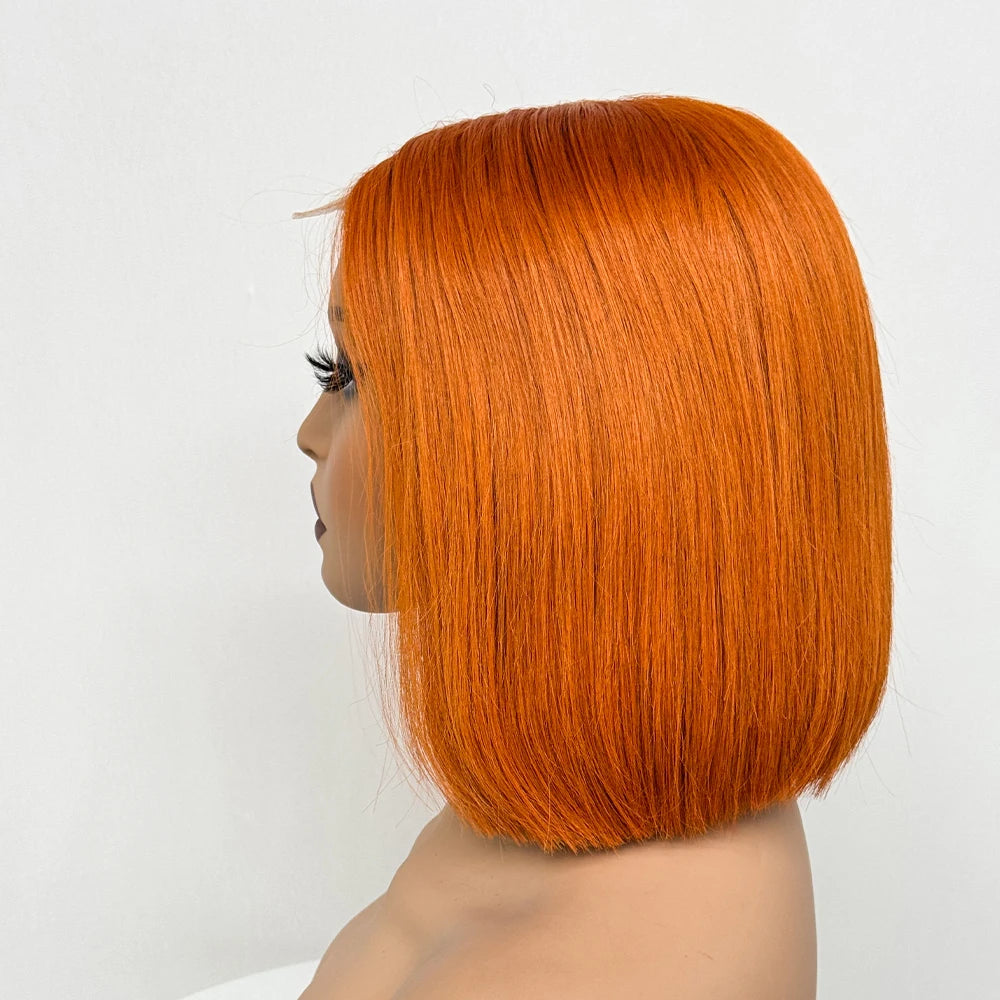 Double Drawn Bone Straight 100% Human Hair Wig 2x6 Lace Clsoure Colored 250% Density Short Bob Remy Hair Wigs for Black Women