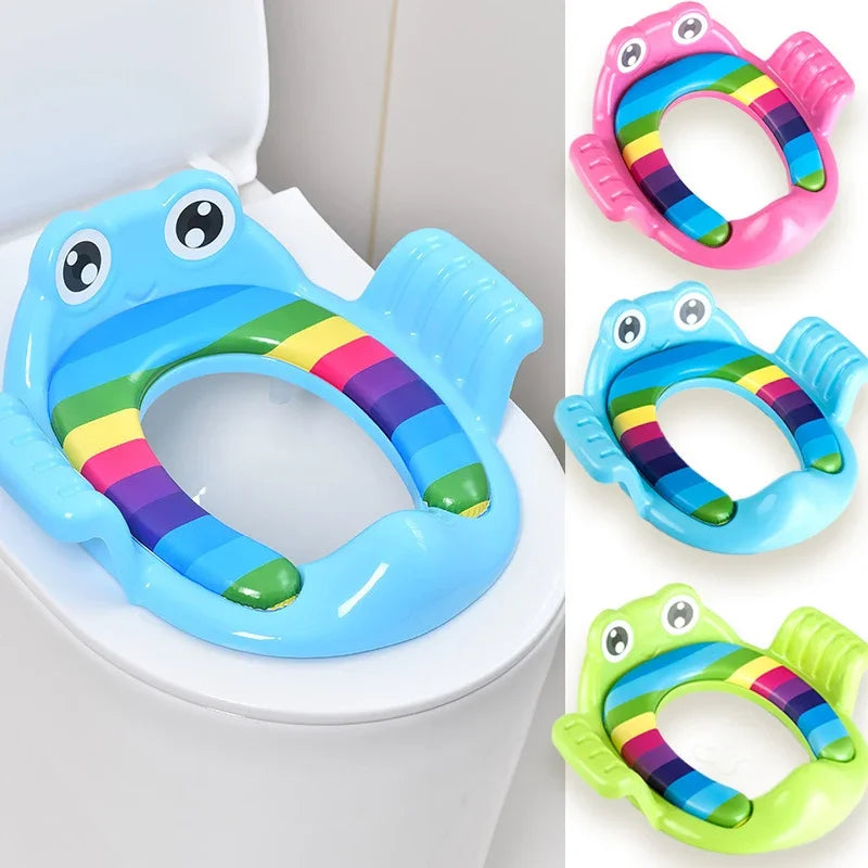 Kids Toilet Cover, Toddler Assisted Toilet Trainer, Upholstered Toilet, Handheld Thickened Comfort Cushion Potty