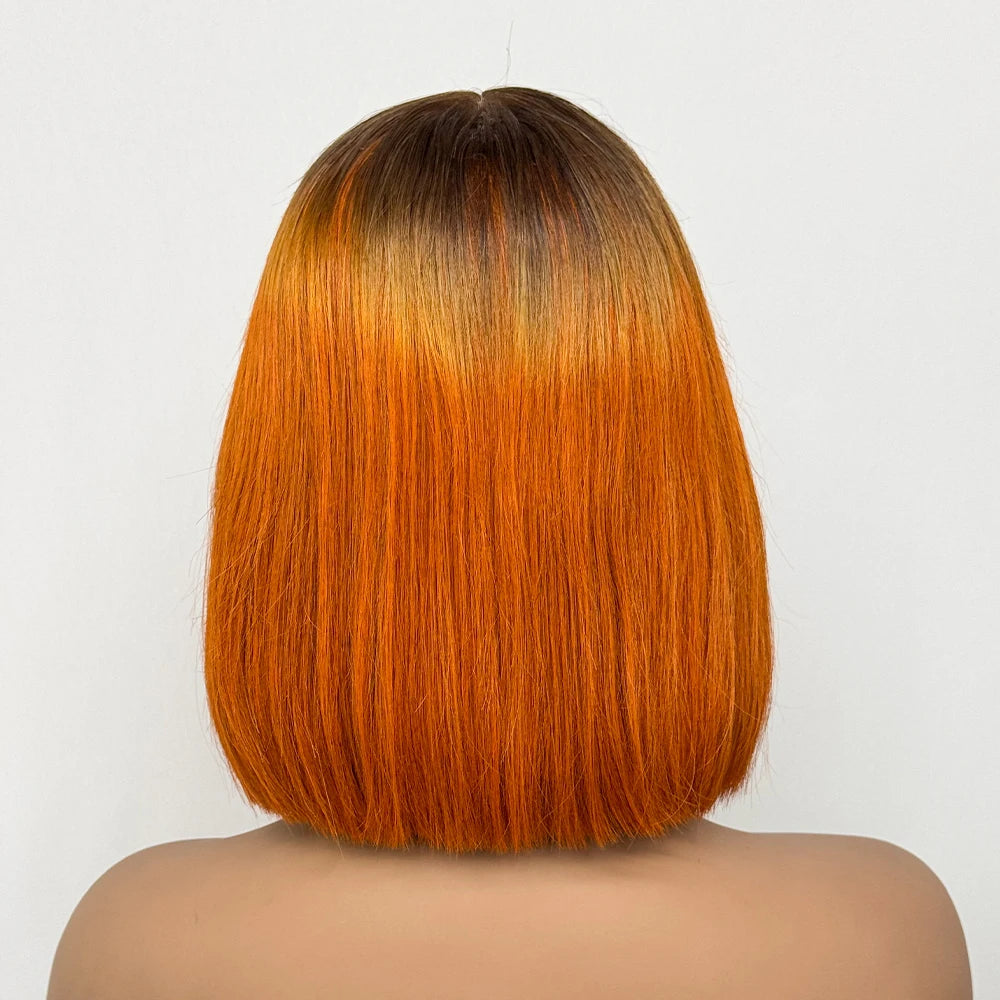 Double Drawn Bone Straight 100% Human Hair Wig 2x6 Lace Clsoure Colored 250% Density Short Bob Remy Hair Wigs for Black Women