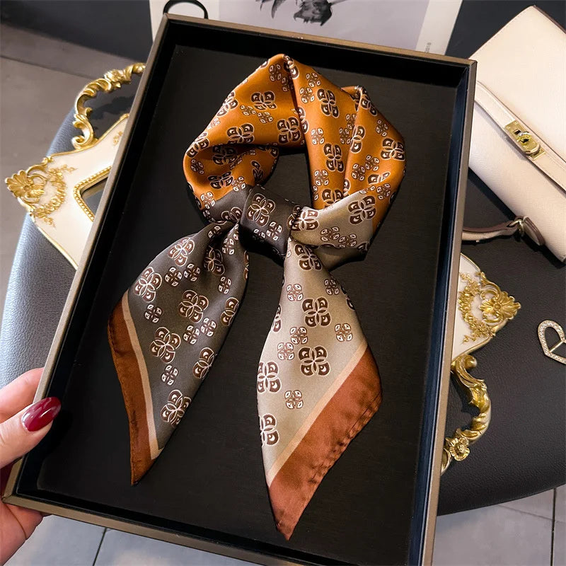 New Fashion 70X70cmPrinted Women's Scarf Pashmina Silk Scarf Square Shawl Decorative Headband Neck Luxury Design Bandana