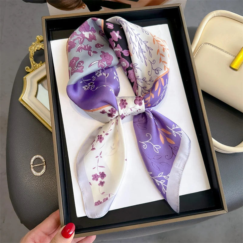 New Fashion 70X70cmPrinted Women's Scarf Pashmina Silk Scarf Square Shawl Decorative Headband Neck Luxury Design Bandana