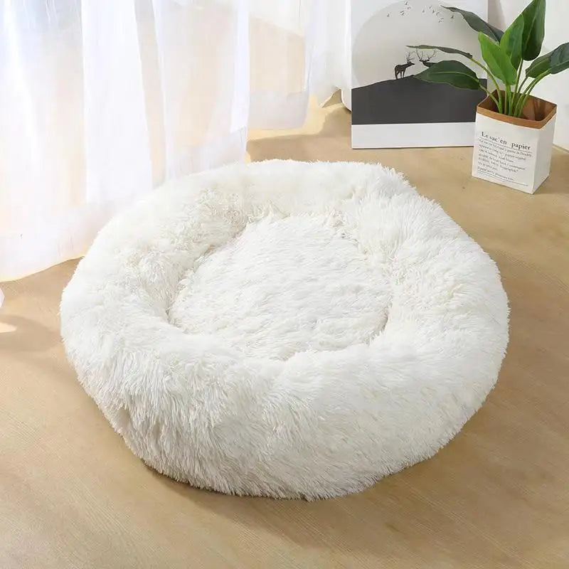 40-90cm Round Pet Bed for Large Dog Bed Super Soft Cat Bed Long Plush Dog House for Medium Dog House Winter Warm Sleeping