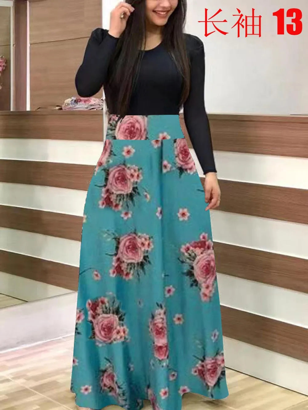 flower color matching dresses, long dresses, for women's