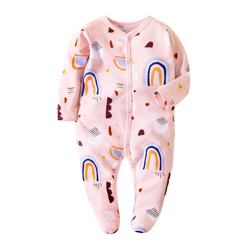 Baby Boy Rompers Cotton Girls Clothes Long Sleeve Summer Soft Jumpsuit V-neck 0-12m Onesie Clothing