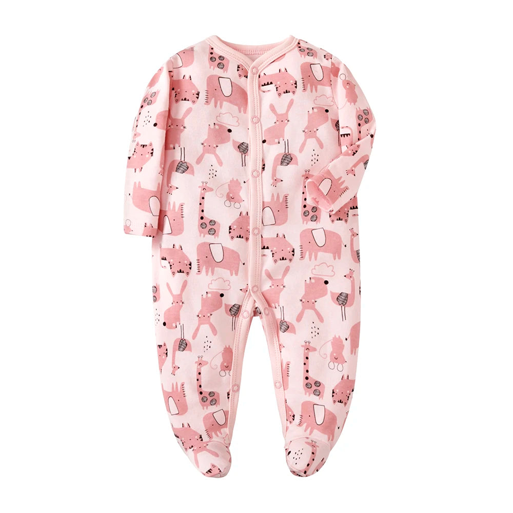 Baby Boy Rompers Cotton Girls Clothes Long Sleeve Summer Soft Jumpsuit V-neck 0-12m Onesie Clothing