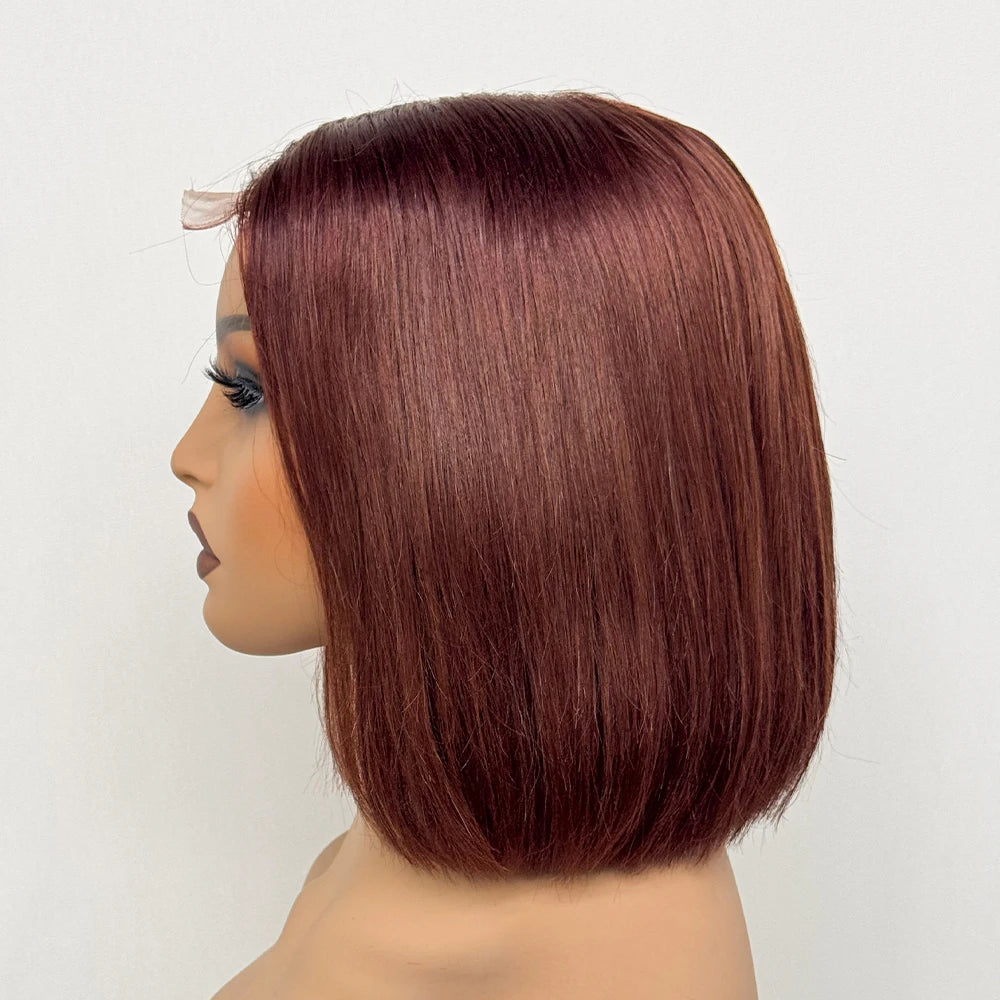 Double Drawn Bone Straight 100% Human Hair Wig 2x6 Lace Clsoure Colored 250% Density Short Bob Remy Hair Wigs for Black Women