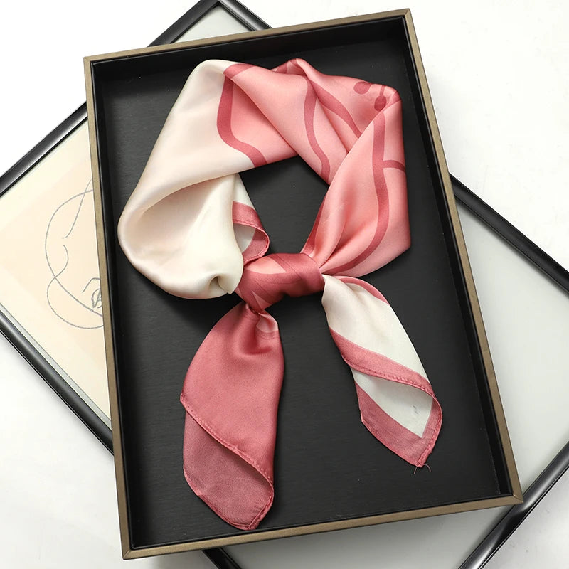 New Fashion 70X70cmPrinted Women's Scarf Pashmina Silk Scarf Square Shawl Decorative Headband Neck Luxury Design Bandana